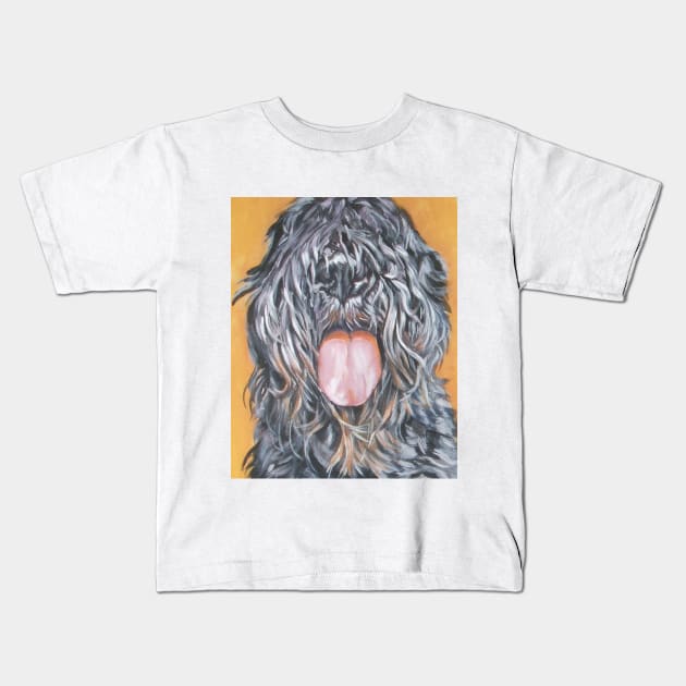 Bouvier Des Flandres Fine Art Painting Kids T-Shirt by LASHEPARD